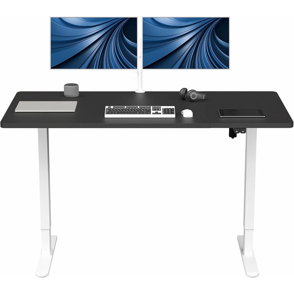 L Shaped Desk Setup - 60 x 30 Adjustable Height Stand