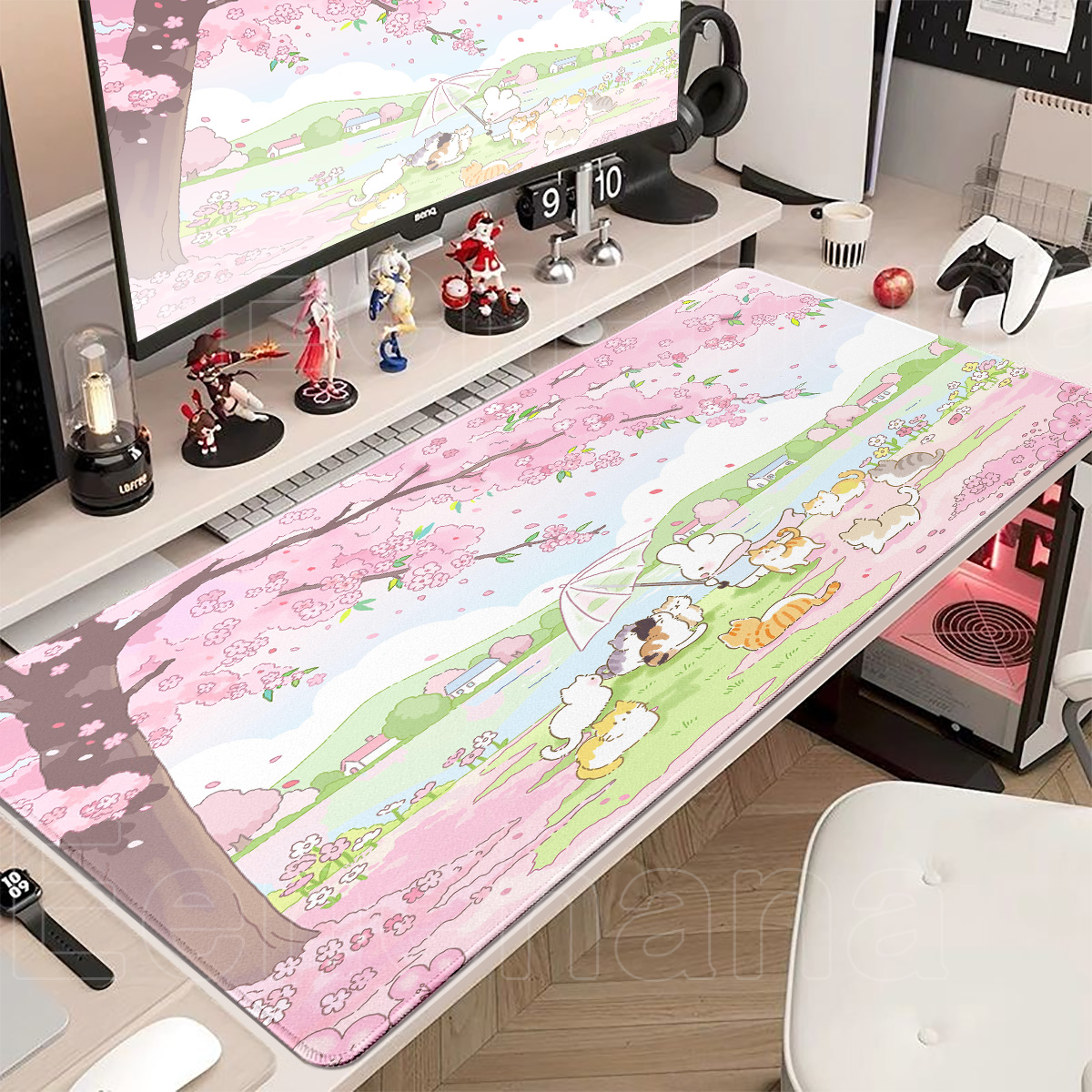 Spring Cute Rabbit Mouse Pad L - Desk Setup Pink recensie en prijs
