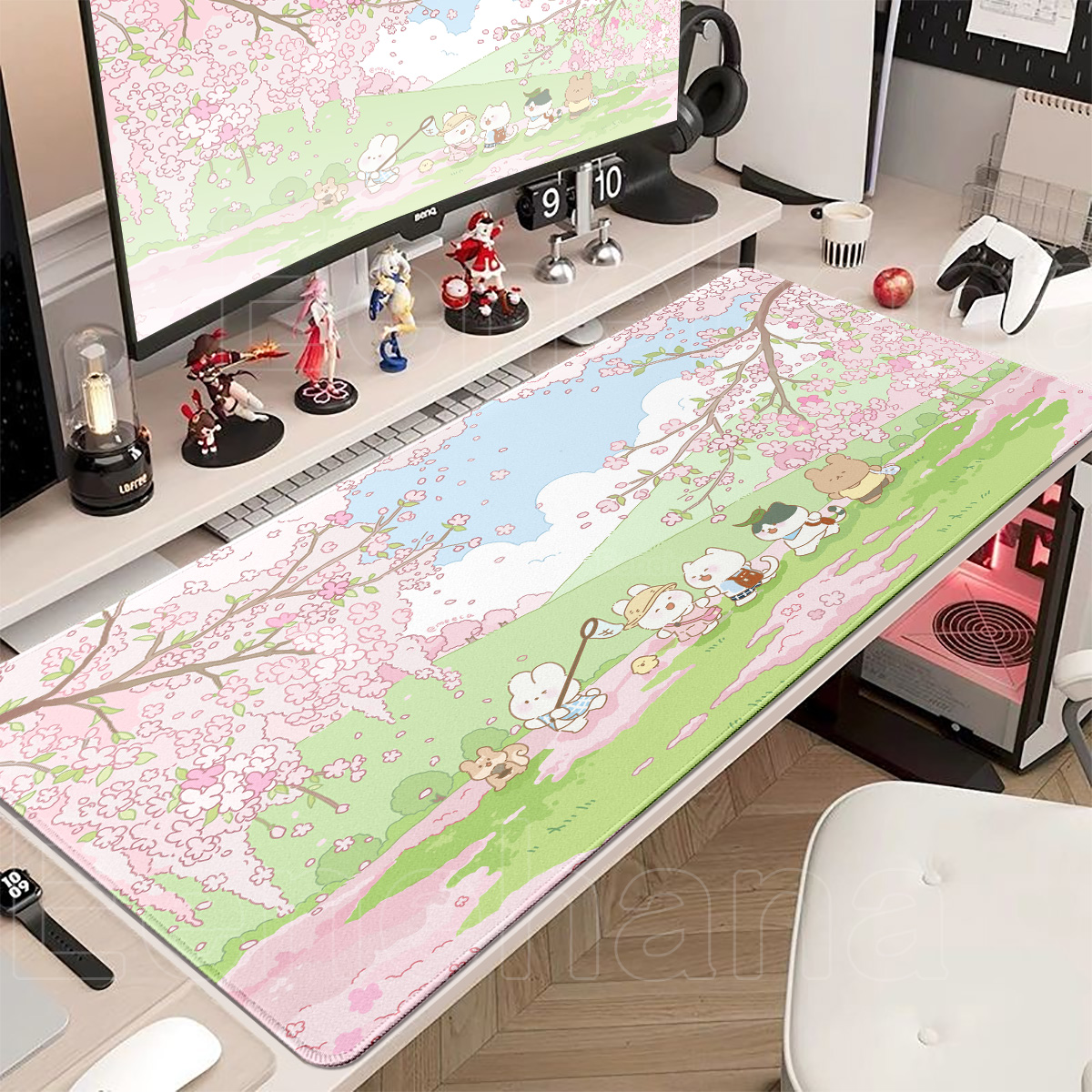 Spring Cute Rabbit Mouse Pad L - Desk Setup Pink recensie en prijs