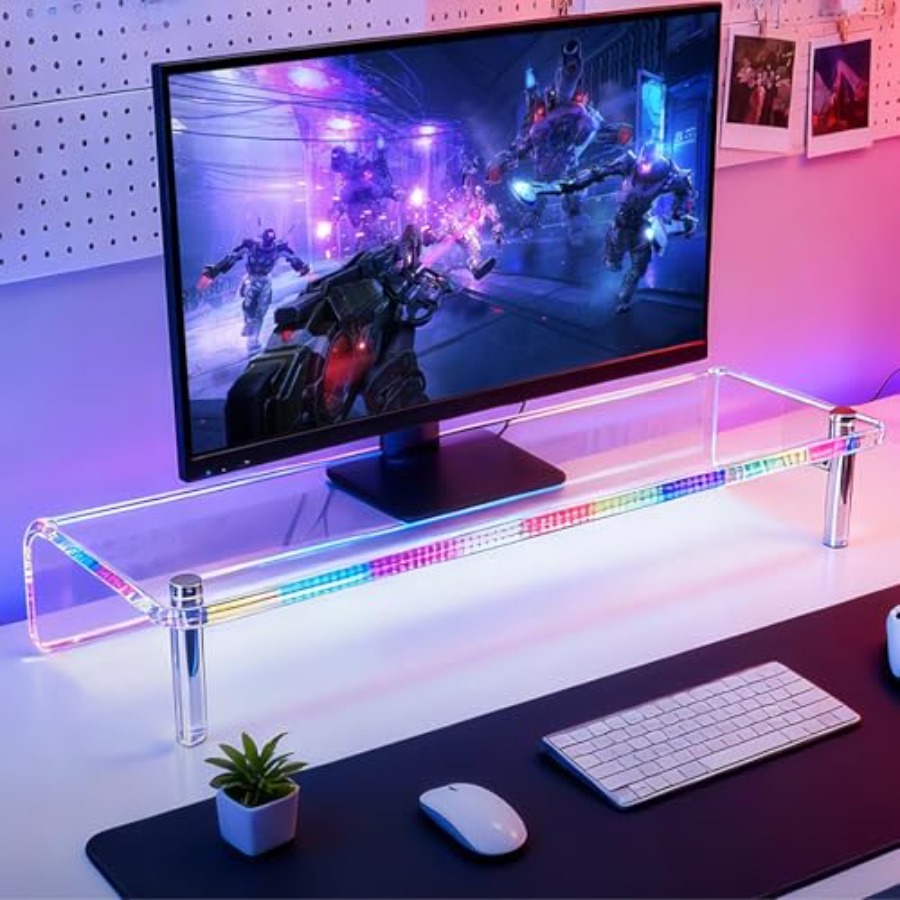 Acrylic Monitor Stand with WRG - Desk Setup With Laptop And Monitor recensie en prijs