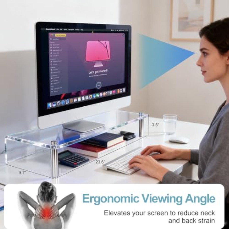 Acrylic Monitor Stand with WRG - Desk Setup With Laptop And Monitor recensie en prijs