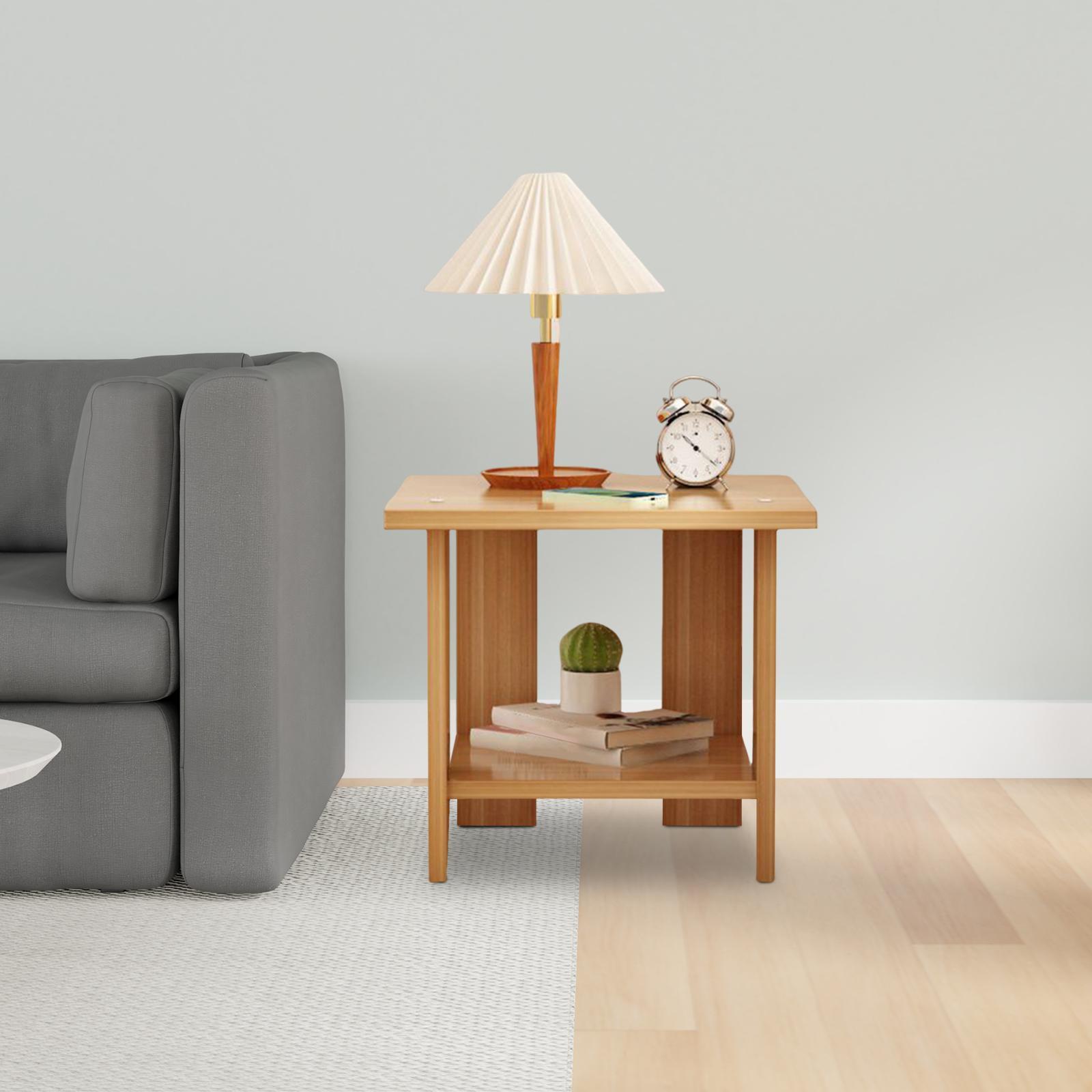 Wooden Double Layers Side Tabl - Desk Setup Wood recensie en prijs