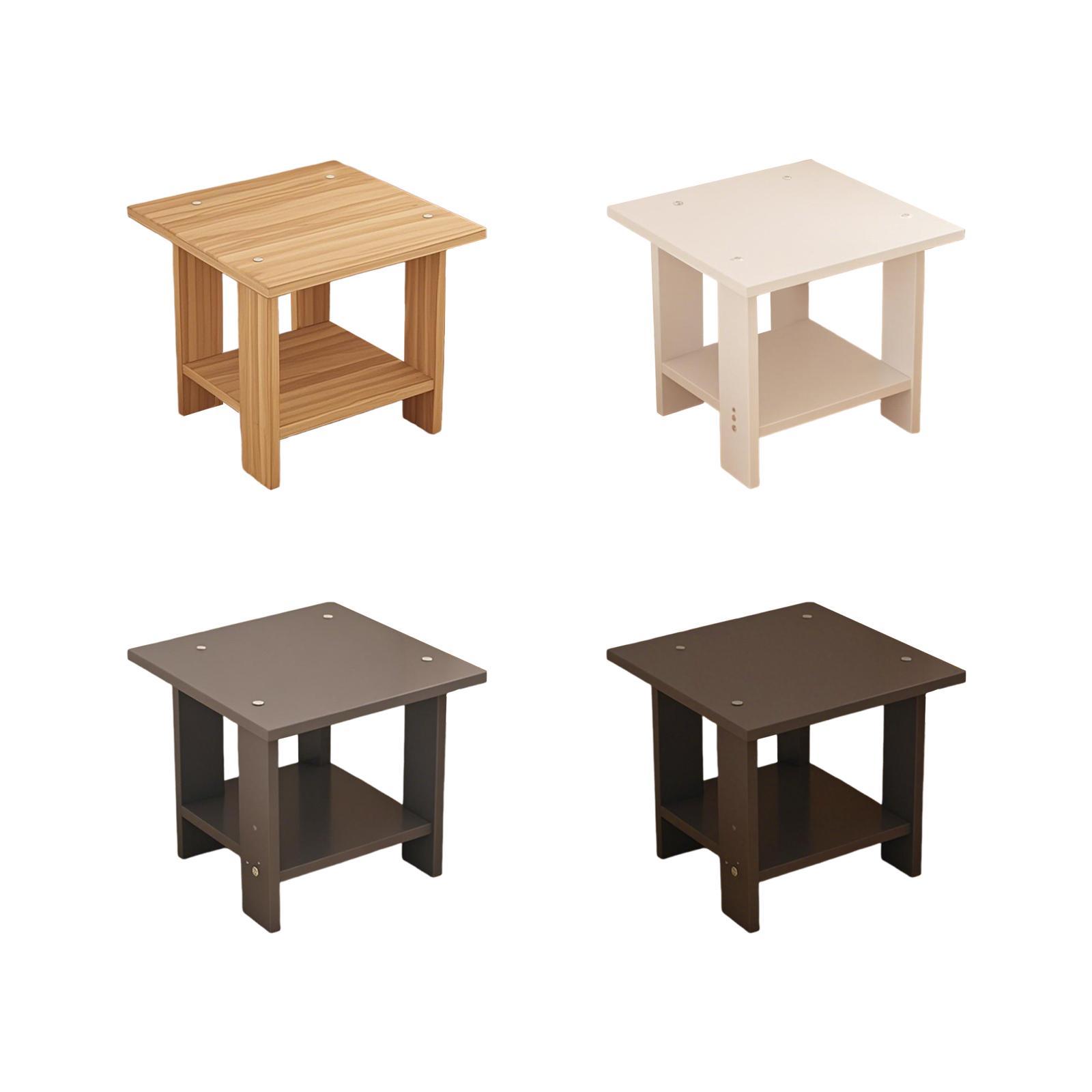 Wooden Double Layers Side Tabl - Desk Setup Wood recensie en prijs