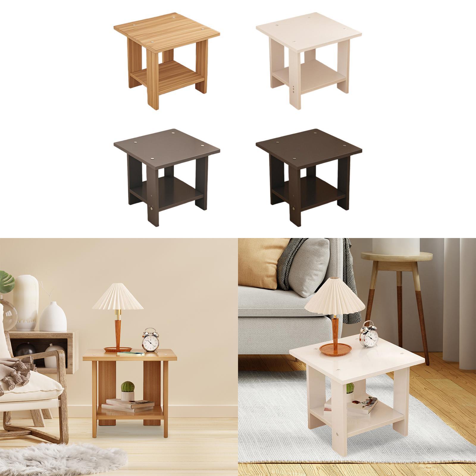 Wooden Double Layers Side Tabl - Desk Setup Wood recensie en prijs