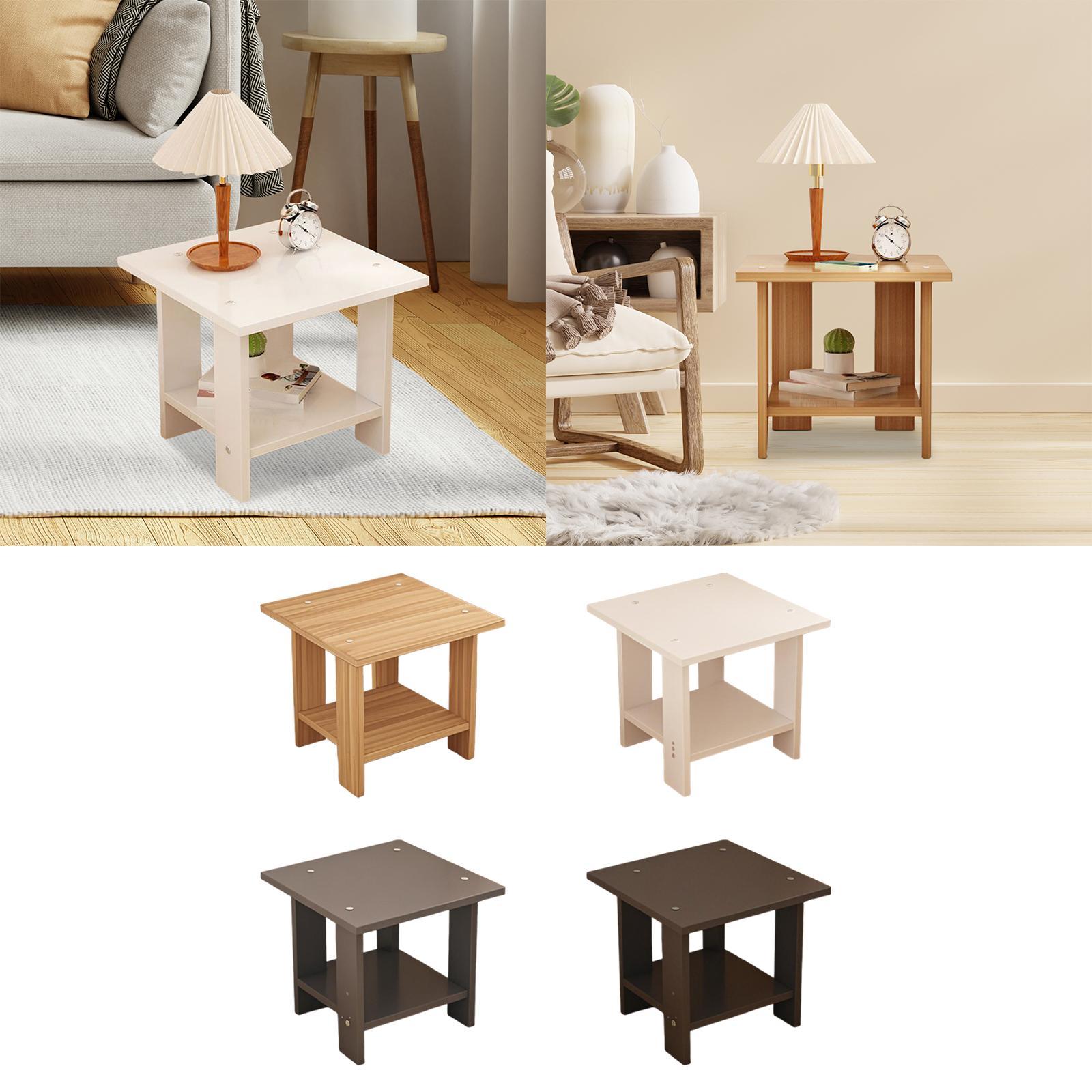 Wooden Double Layers Side Tabl - Desk Setup Wood recensie en prijs