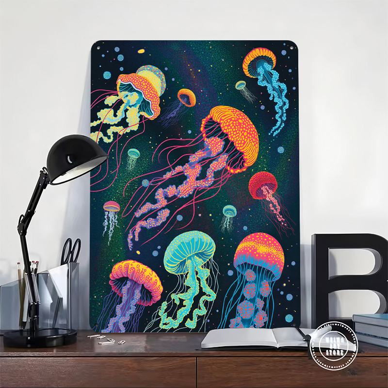 Vibrant Jellyfish in Cosmic Ba - Desk Setup Background recensie en prijs