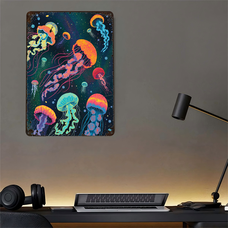 Vibrant Jellyfish in Cosmic Ba - Desk Setup Background recensie en prijs