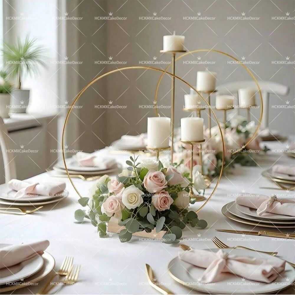 5pcs Gold Wire Floral Hoop wit - Desk Setup Wood recensie en prijs