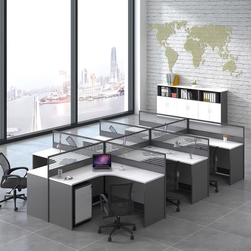 White Office Desk for 2 4 or 6 - L Shaped Desk Setup recensie en prijs