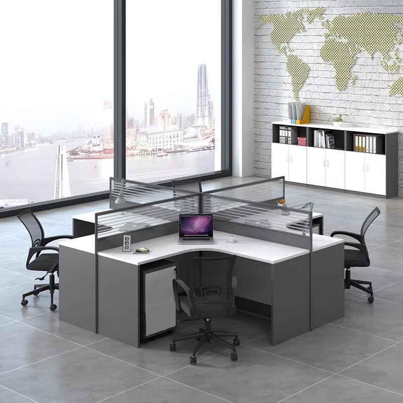 White Office Desk for 2 4 or 6 - L Shaped Desk Setup recensie en prijs
