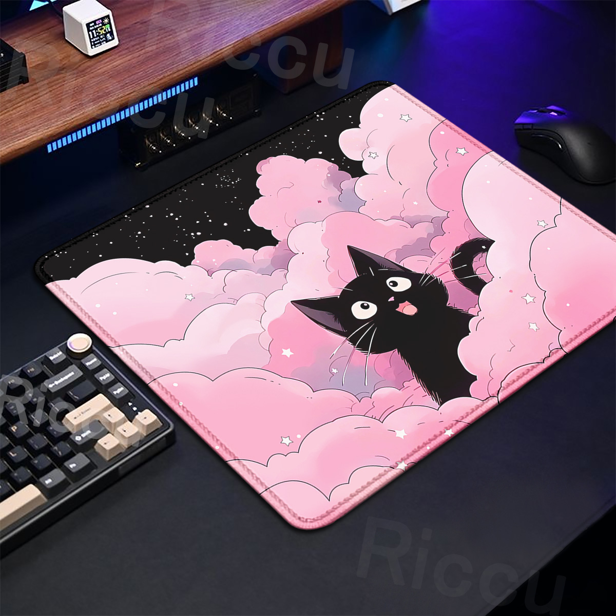 Kawaii Black Cat Mousepad 18x2 - Korean Desk Setup recensie en prijs