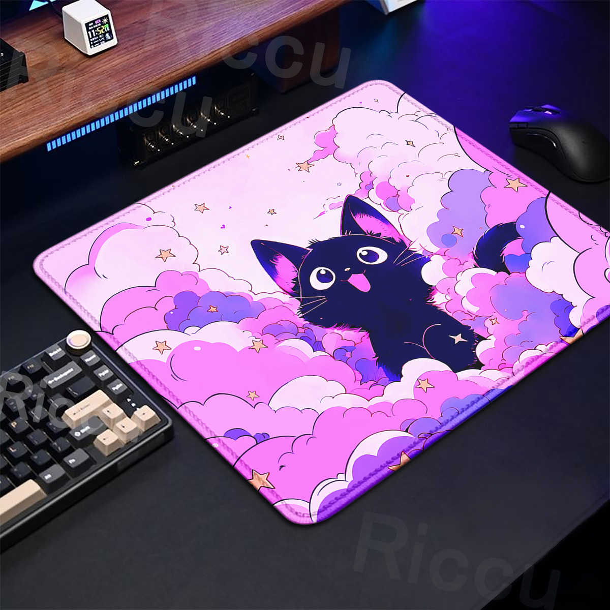 Kawaii Black Cat Mousepad 18x2 - Korean Desk Setup recensie en prijs