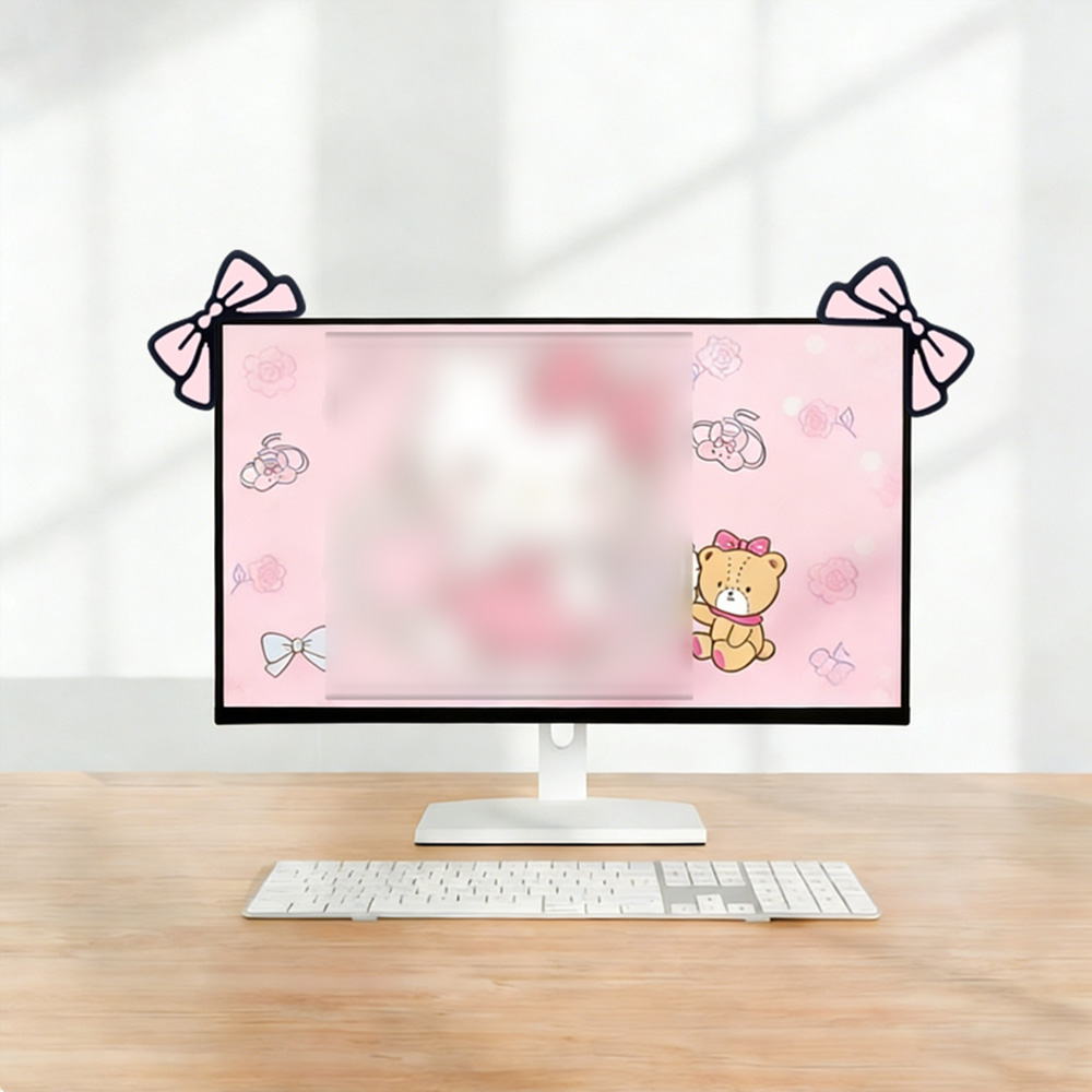 Cute Pink Bow Monitor Decor Ka - Desk Setup With Laptop And Monitor recensie en prijs