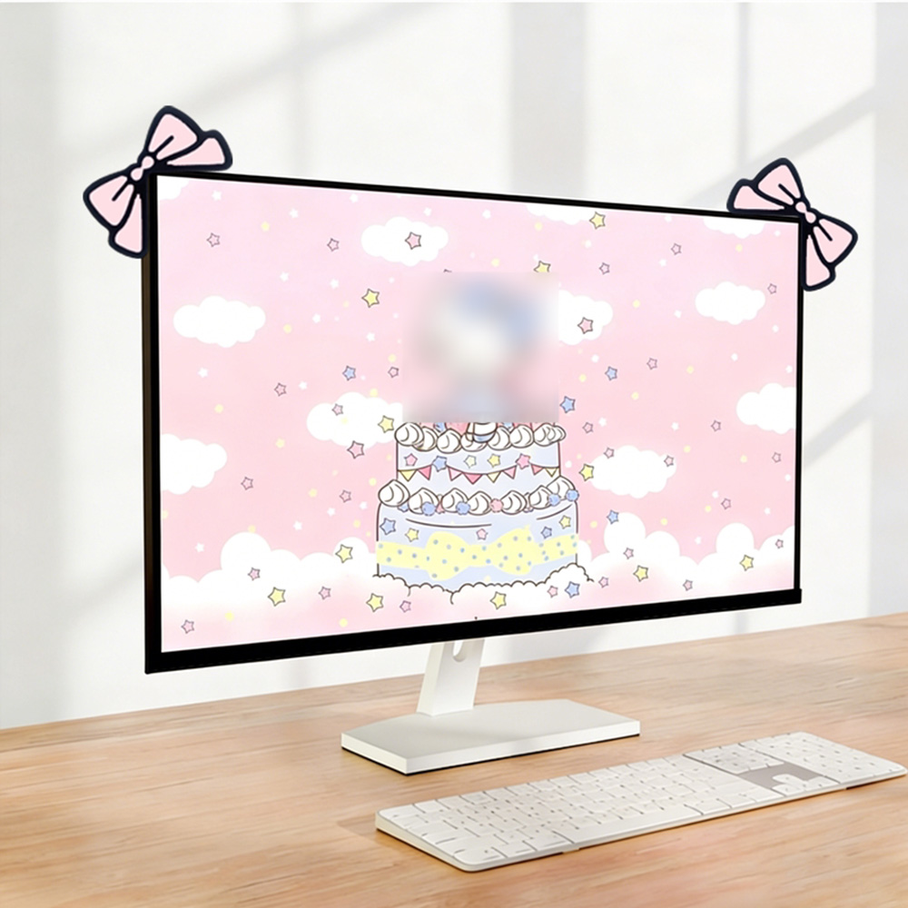 Cute Pink Bow Monitor Decor Ka - Desk Setup With Laptop And Monitor recensie en prijs