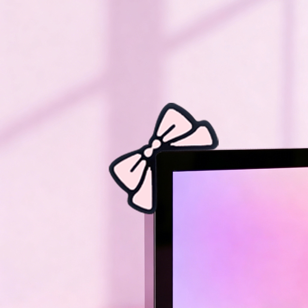 Cute Pink Bow Monitor Decor Ka - Desk Setup With Laptop And Monitor recensie en prijs