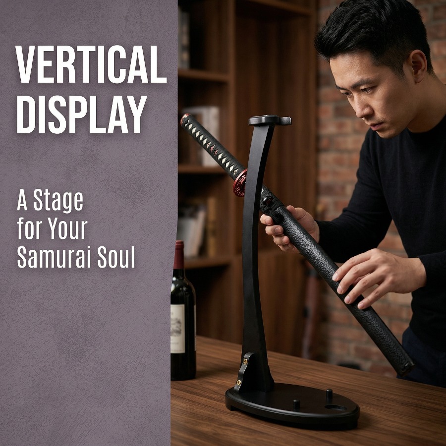 Vertical Katana Stand Sword Sh - Desk Setup Wood recensie en prijs