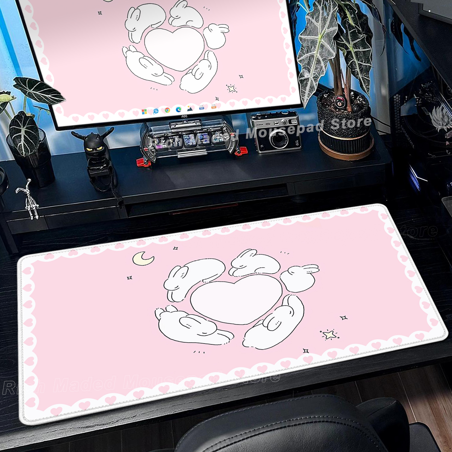 Pink Rabbit Mouse Pad XXL Cute - Desk Setup Pink recensie en prijs