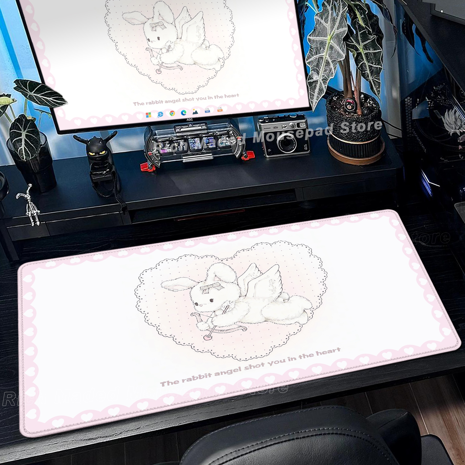 Pink Rabbit Mouse Pad XXL Cute - Desk Setup Pink recensie en prijs