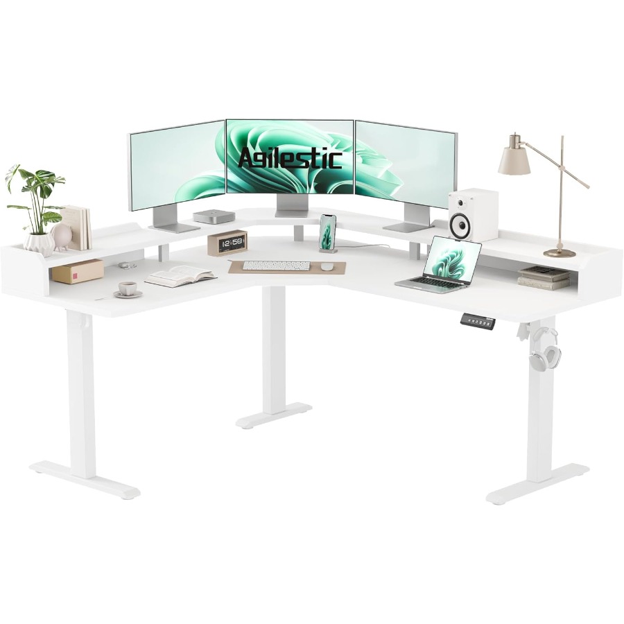 L Shaped Standing Desk with Ad - Desk Setup Workspace recensie en prijs