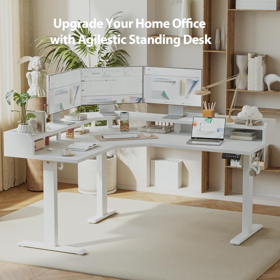 L Shaped Standing Desk with Ad - Desk Setup Workspace recensie en prijs
