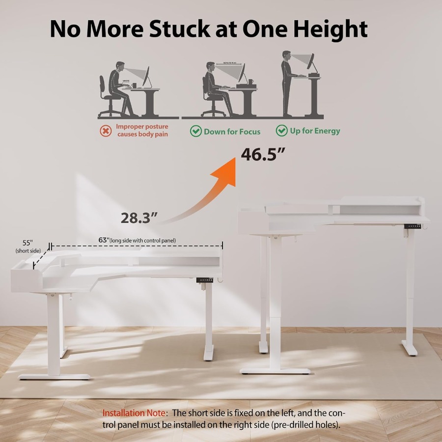 L Shaped Standing Desk with Ad - Desk Setup Workspace recensie en prijs