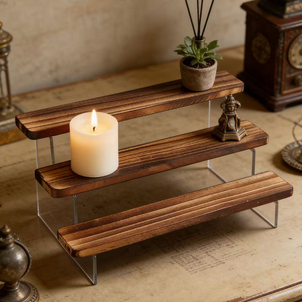 Charred Wooden Step Display St - Desk Setup Wood recensie en prijs