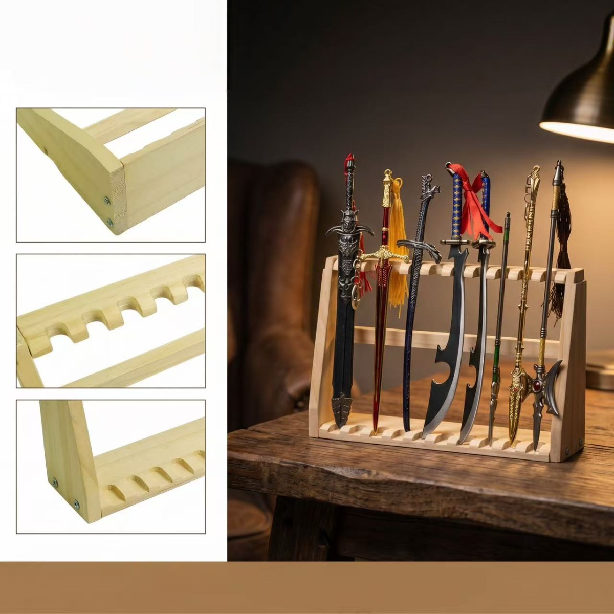 Wooden Desktop Sword Display S - Desk Setup Wood recensie en prijs