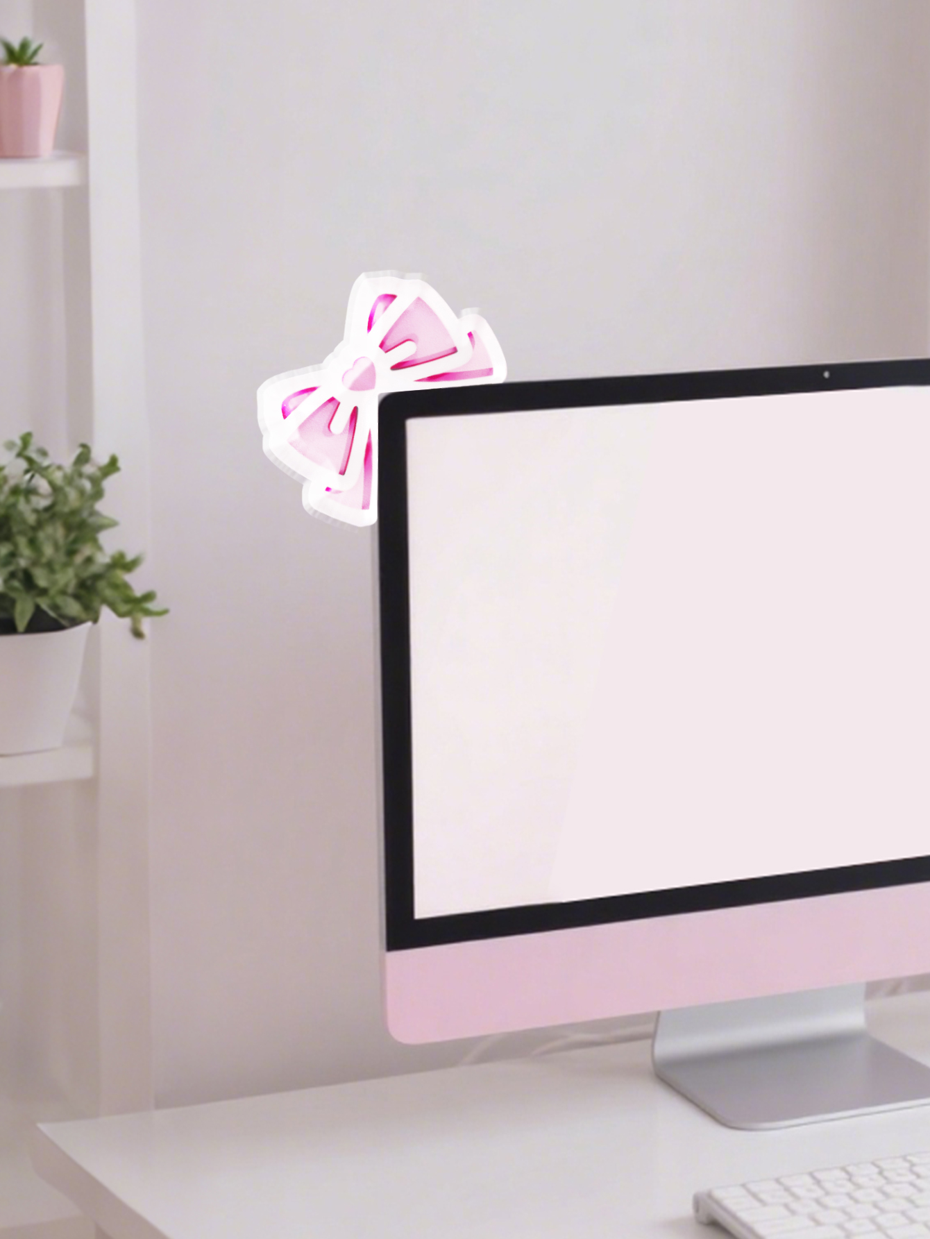 Kawaii Bow Monitor Decor Pink  - Desk Setup Pink recensie en prijs