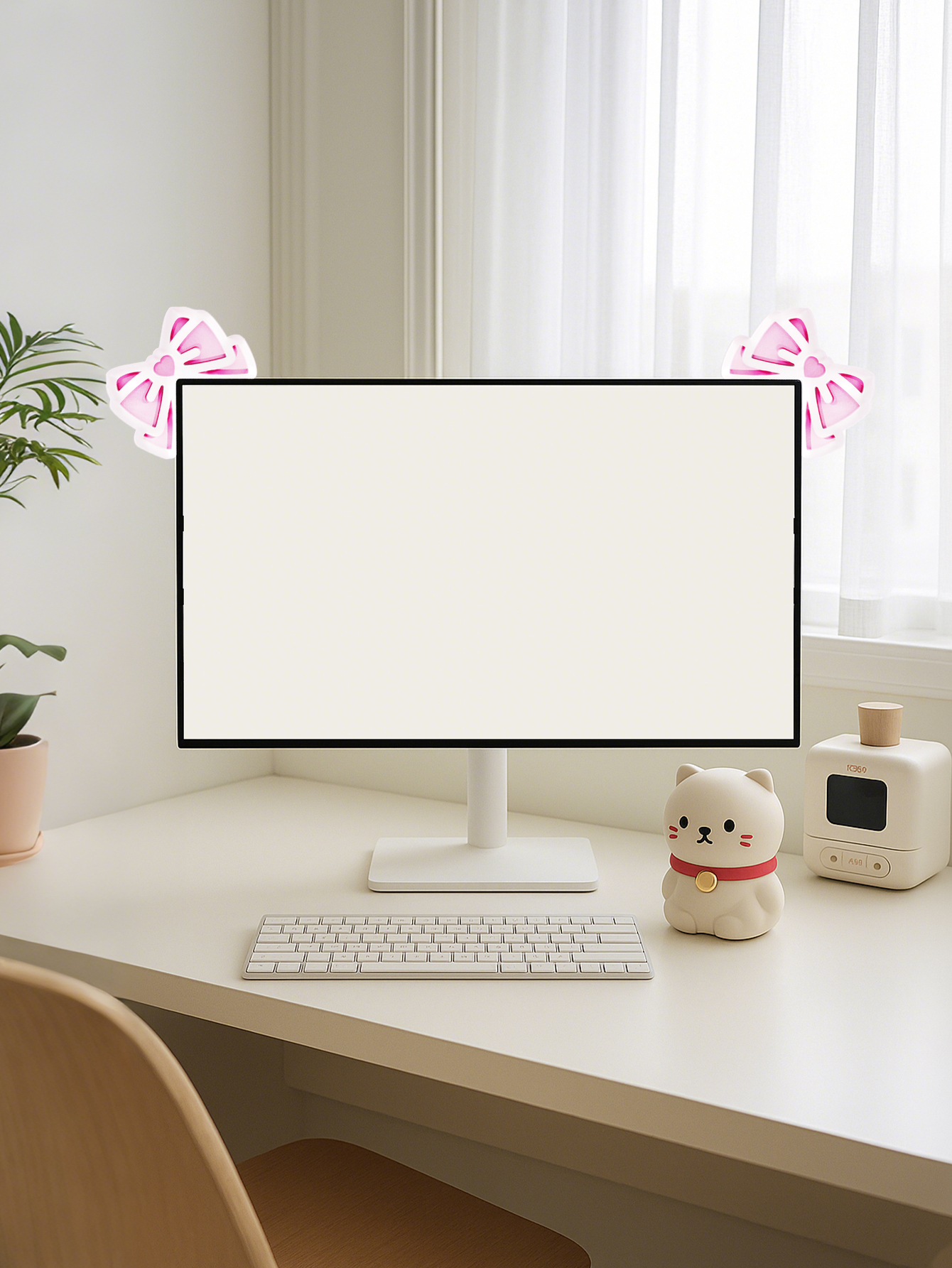 Kawaii Bow Monitor Decor Pink  - Desk Setup Pink recensie en prijs