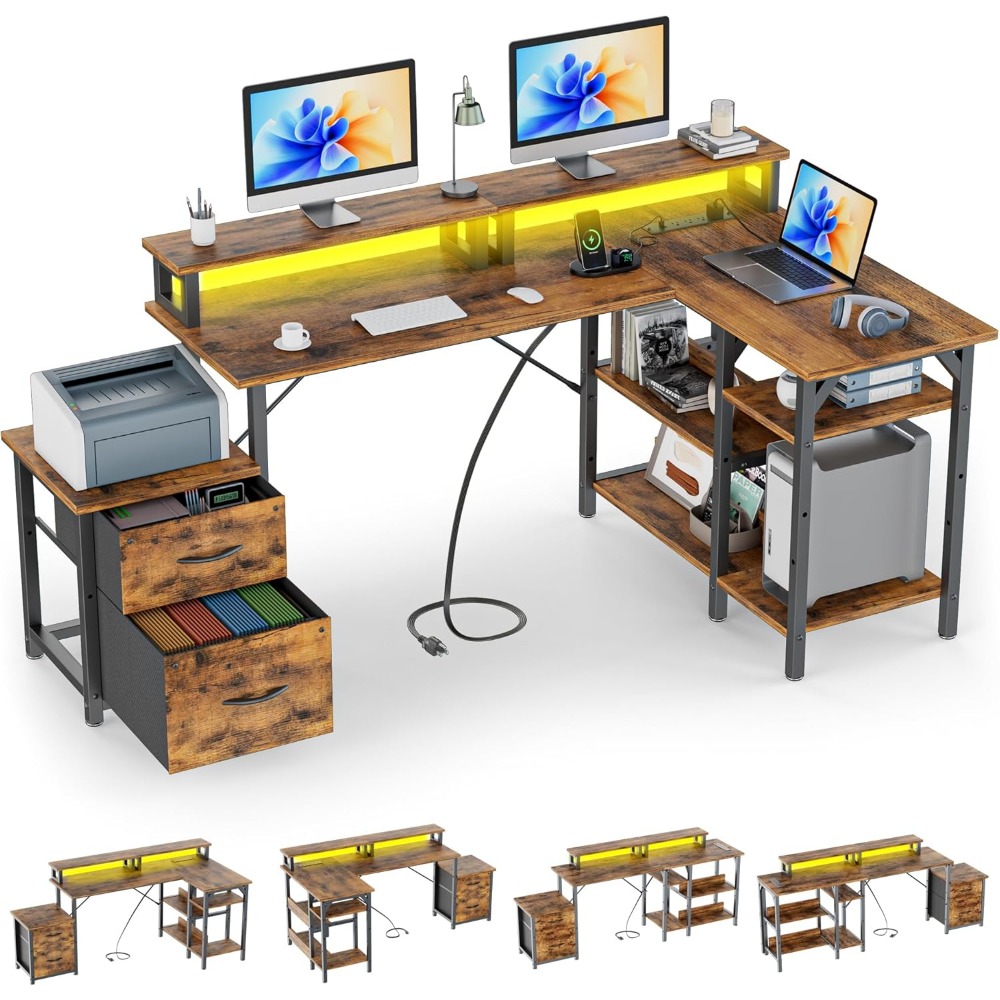 Office Desk with File Drawers& - Desk Setup Corner recensie en prijs