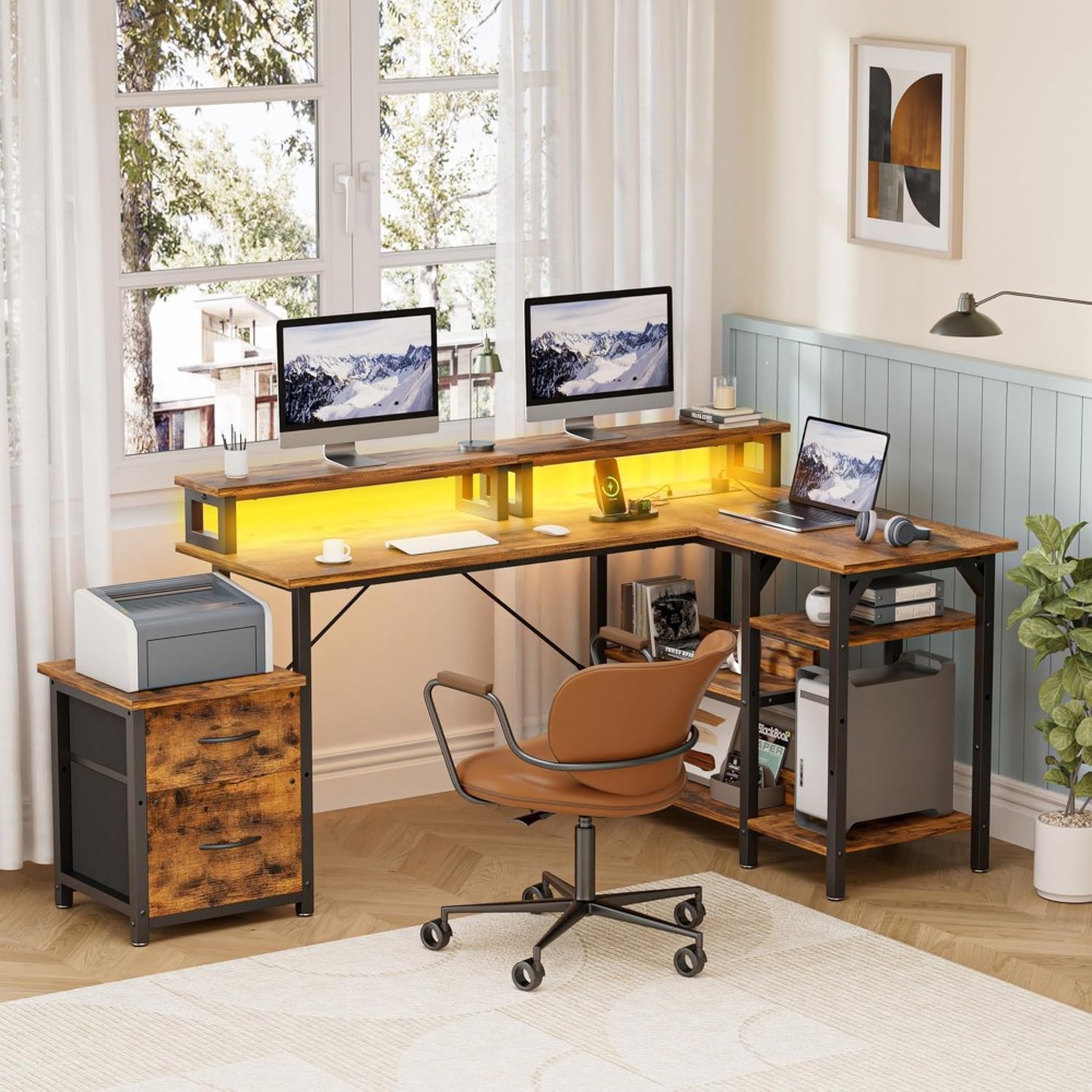 Office Desk with File Drawers& - Desk Setup Corner recensie en prijs