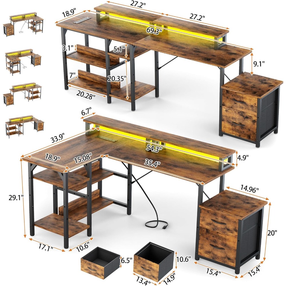 Office Desk with File Drawers& - Desk Setup Corner recensie en prijs