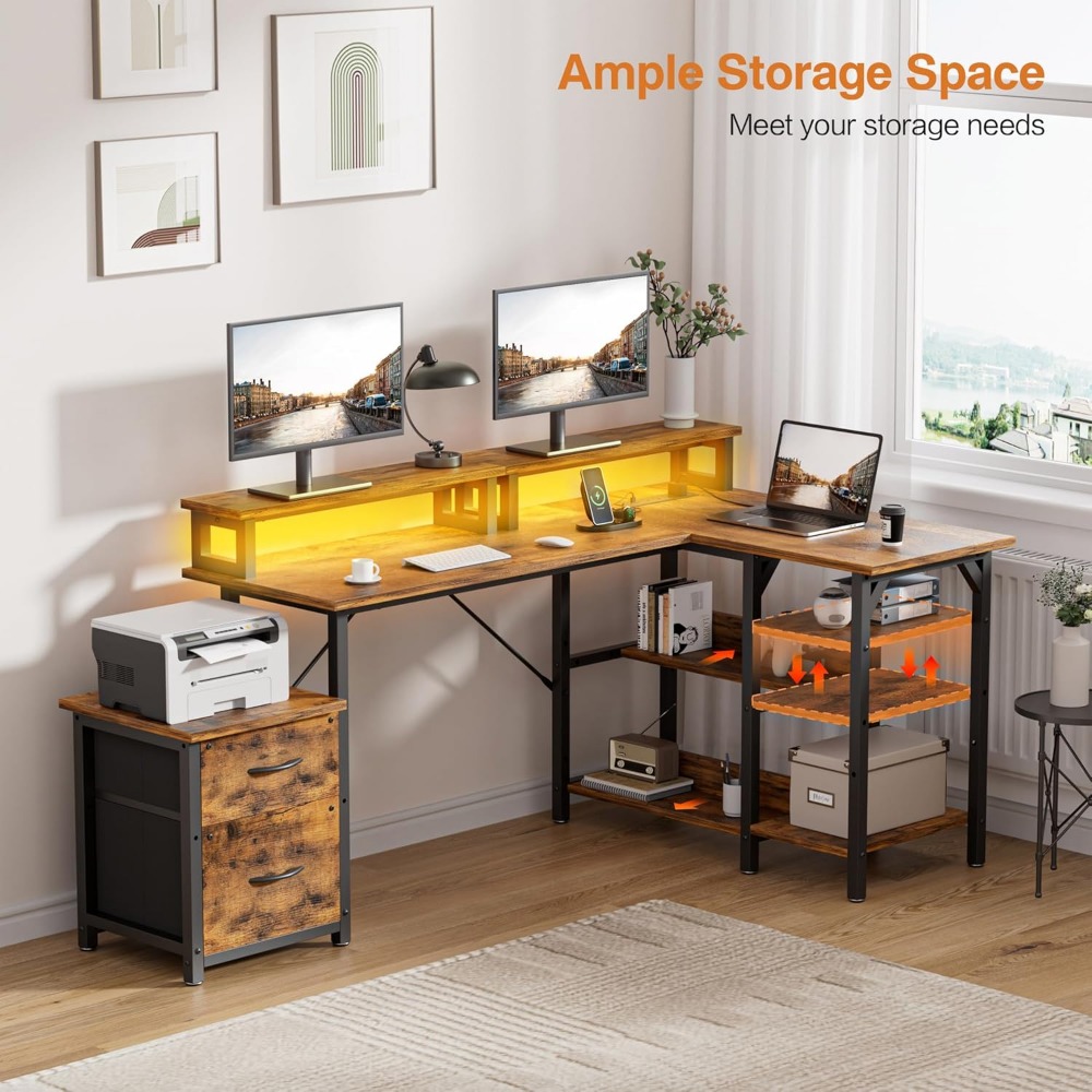 Office Desk with File Drawers& - Desk Setup Corner recensie en prijs